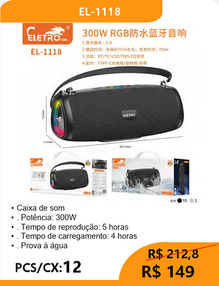 CAIXA DE SOM PCS/CX:12 R$149