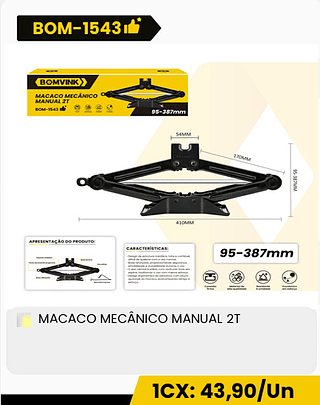 MACACO MECÂNICO MANUAL 2T CX: 10PCS 1CX: 43,90/Un