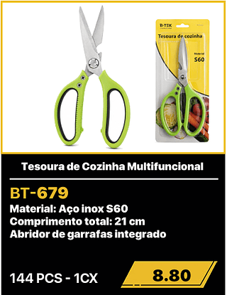 Tesoura de Cozinha Multifuncional 144PCS R$8.80