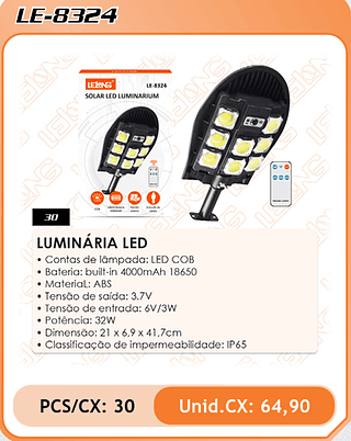 LUMINÁRIA LED 30PÇ=64,9$