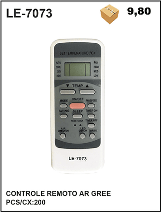 CONTROLE REMOTO AR GREE 200pç=9,8$