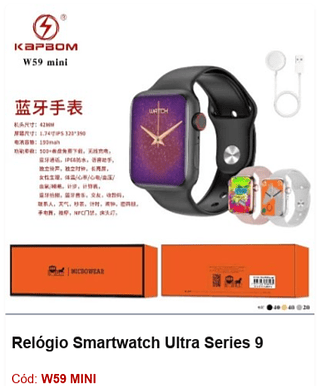 Relógio Smartwatch Ultra Series 9 R$76,5 PCS/CX:100