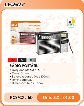 RÁDIO PORTÁTIL 60PÇ=34$