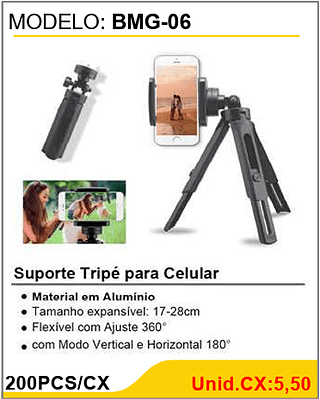 Suporte Tripé para Celular 200PCS/CX Unid.CX:5,50
