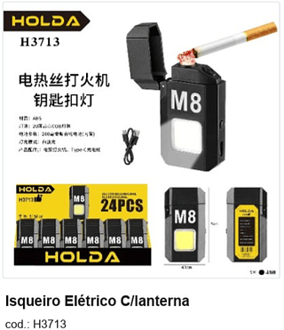 Isqueiro Elétrico C/lanterna R$ 6,75 PC/CX:480