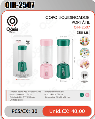 COPO LIQUIDIFICADORPORTATIL PCS/CX:30 Unid.CX:40,00