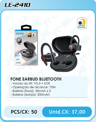 FONE EARBUD BLUETOOTH PCS/CX: 50 Unid.CX: 37,00