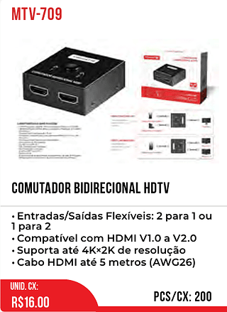COMUTADOR BIDIRECIONAL HDTV 200pç=16$