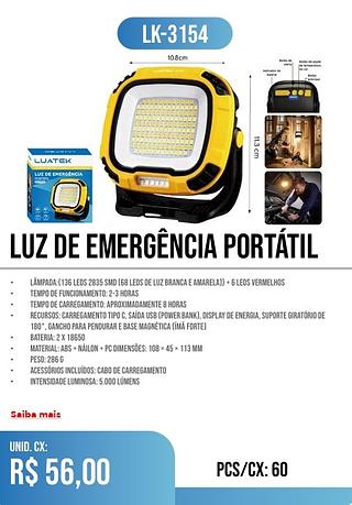 LUZ DE EMERGÊNCIA PORTÁTIL 60pç=56$