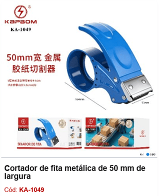 Cortador de fita metálica de 50 mm de largura R$ 9,45 PCS/Cx: 100