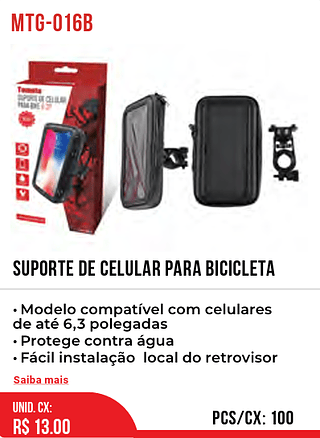 SUPORTE DE CELULAR PARA BICICLETA 100pç=13$