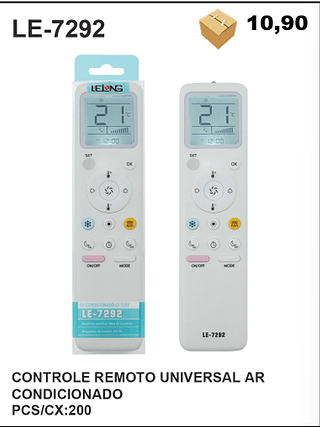 CONTROLE REMOTO UNIVERSAL AR CONDICIONADO 200PÇ=10,9$