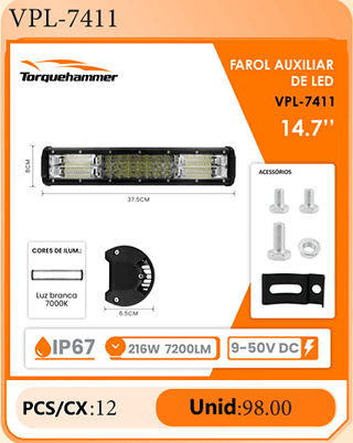 FAROL AUXILIAR DE LED 14.7" PCS/CX:12 Unid:98.00