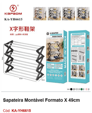 Sapateira Montável Formato X 49cm R$ 18,9 PCS/Cx: 40