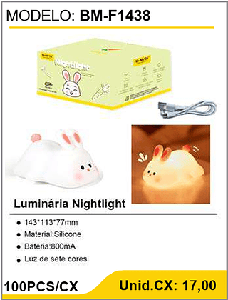 Luminária Nightlight 100PCS/CX Unid.CX: 17,00
