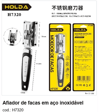 Afiador de facas em aço inoxidável R$ 6,12 PC/CX:144