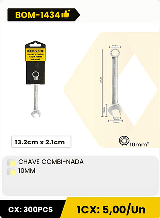 CHAVE COMBI-NADA 10MM CX: 300PCS 1CX: 5,00/Un