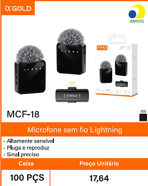 Microfone sem fio Lightning Caixa 100 PCS Preco Unitario 17,64