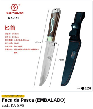 Faca de Pesca R$ 32,4 PC/CX:120