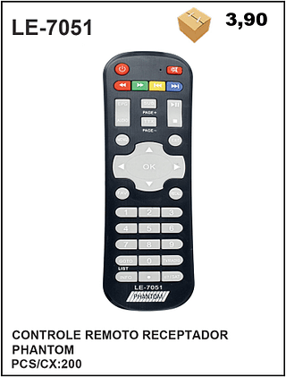 CONTROLE REMOTO RECEPTADOR PHANTOM 200pç=3,9$
