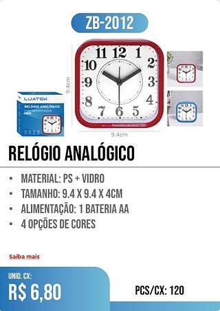 relógio analógico 120pç=6,80$