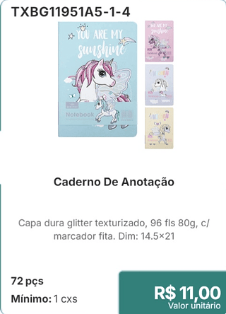 Caderno De Anotação 72 pçs R$ 11.00