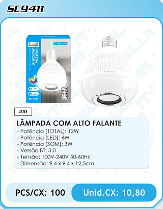 LÂMPADA COM ALTO FALANTE PCS/CX: 100 Unid.CX: 10,80