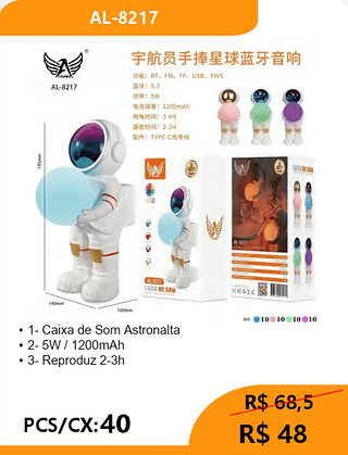Caixa de Som Astronauta PCS/CX:40 R$48