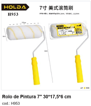 Rolo de Pintura 7" 30*17,5*6 cm R$ 10,8 PC/CX:100
