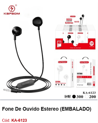 Fone De Ouvido Estereo R$2,79 PCS/cx:500