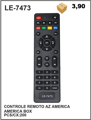 CONTROLE REMOTO AZ AMERICA AMERICA BOX 200pç=3,9$