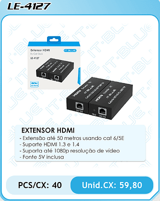 EXTENSOR HDMI PCS/CX: 40 Unid.CX: 59,80