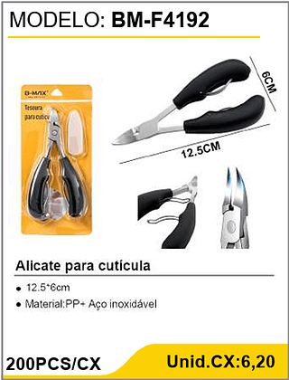 Alicate para cuticula 200PCS/CX Unid.CX:6,20