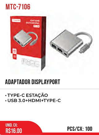ADAPTADOR DISPLAYPORT 100pç=16$