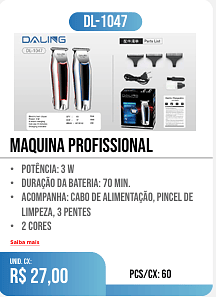 maquina profissional PCS/CX: 60 UNID. CX: r$ 27,00