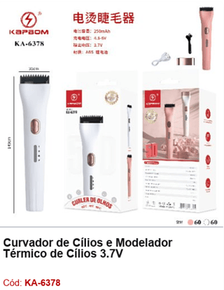 Curvador de Cílios e Modelador Térmico de Cílios 3.7V R$ 13,05 PCS/CX: 120