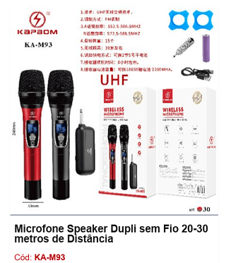 Microfone Speaker Dupli sem Fio 20-30 metros de Distância R$ 157,5 PCS/CX:30