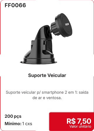 Suporte Veicular 200 pçs R$ 7,50