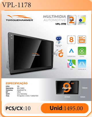 Multimidia Automotive PCS/CX:10 Unid:1495.00