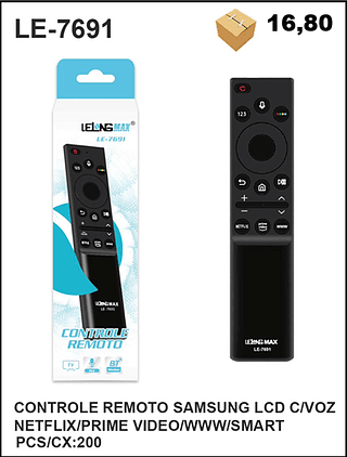 CONTROLE REMOTO SAMSUNG LCD C/VOZ NETFLIX/PRIME VIDEO/WWW/SMART 200PÇ=16,8$