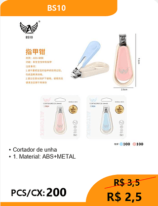 Cortador de unha PCS/CX:200 R$ 2,5