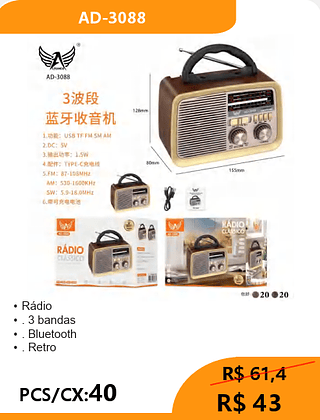 Rádio PCS/CX:40 R$43