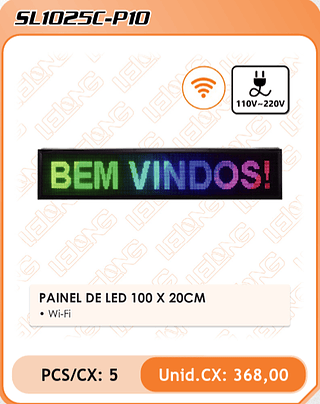 PAINEL DE LED 100 X 20CM 5PÇ=368$