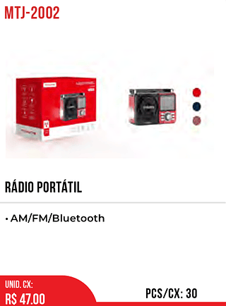 Rádio Portátil 30pç=47$
