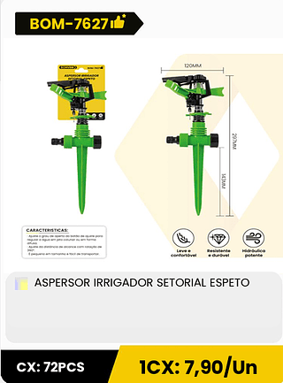 ASPERSOR IRRIGADOR SETORIAL ESPETO CX: 72PCS 1CX: 7,90/Un