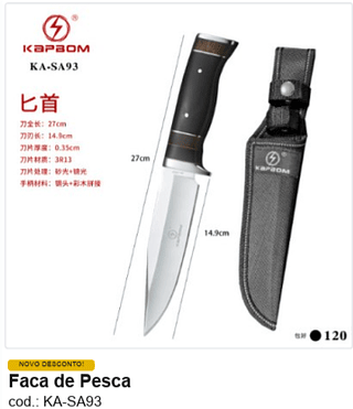 Faca de Pesca R$ 29,7 PC/CX:120