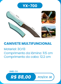 CANIVETE MULTIFUNCIONAL UNID. CX: R$ 88,00 PCS/CX: 30