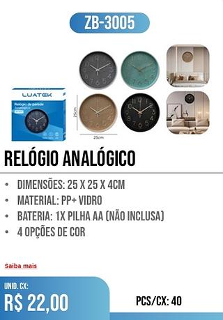 relógio analógico 40pç=22$