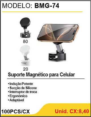 Suporte Magnético para Celular 100PCS/CX Unid. CX:8,40