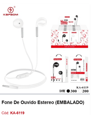 Fone De Ouvido Estereo R$2,79 PCS/CX:500
